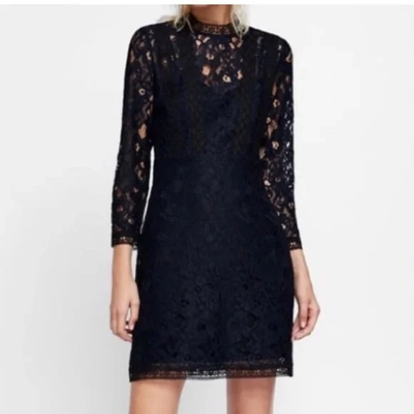 Zara | Dresses | Zara Navy Blue Lace Cocktail Dress S | Poshmark Zara | Dresses | Zara Navy Blue Lace Cocktail Dress S | Poshmark